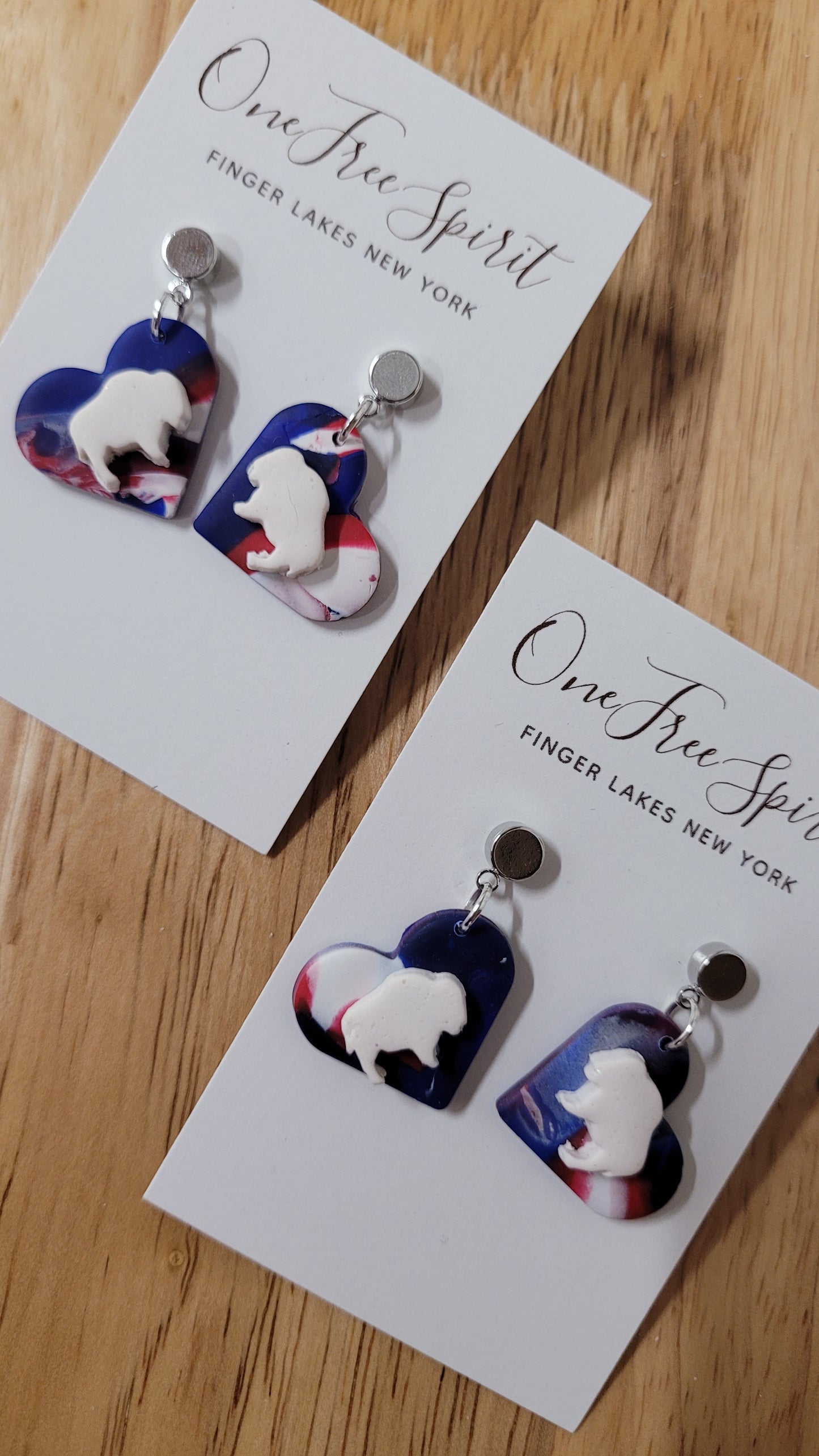 BuffaLove Heart Dangles (Silver Post)