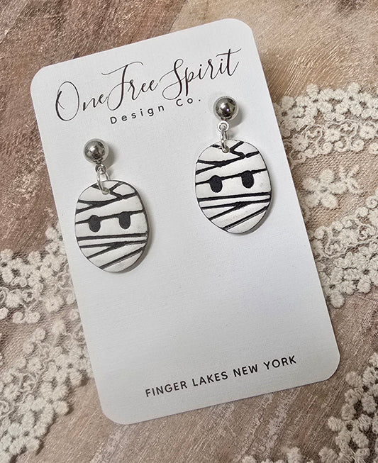 Mummy earrings (silver ball post)