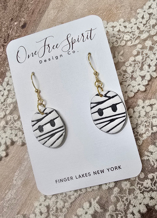 Mummy earrings (gold French hook)