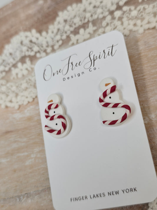 Snowman Studs (Red scarf)
