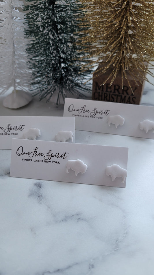 BuffaLove White Mini-Buffalo Studs