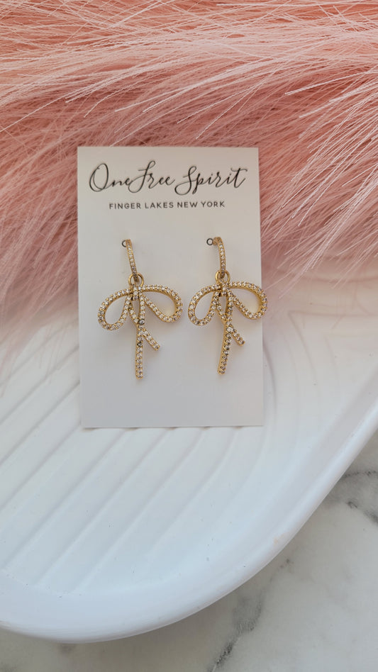18k Gold CZ Bows