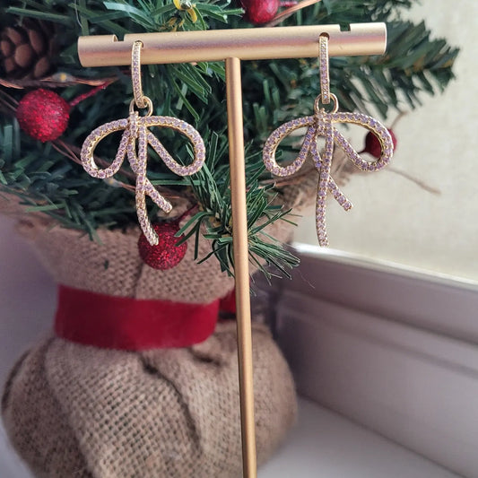 18k Gold CZ Bows