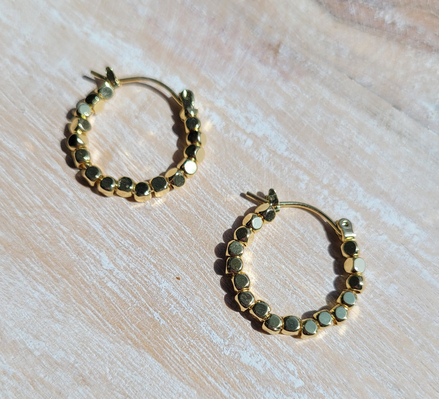 Gold beaded hoops