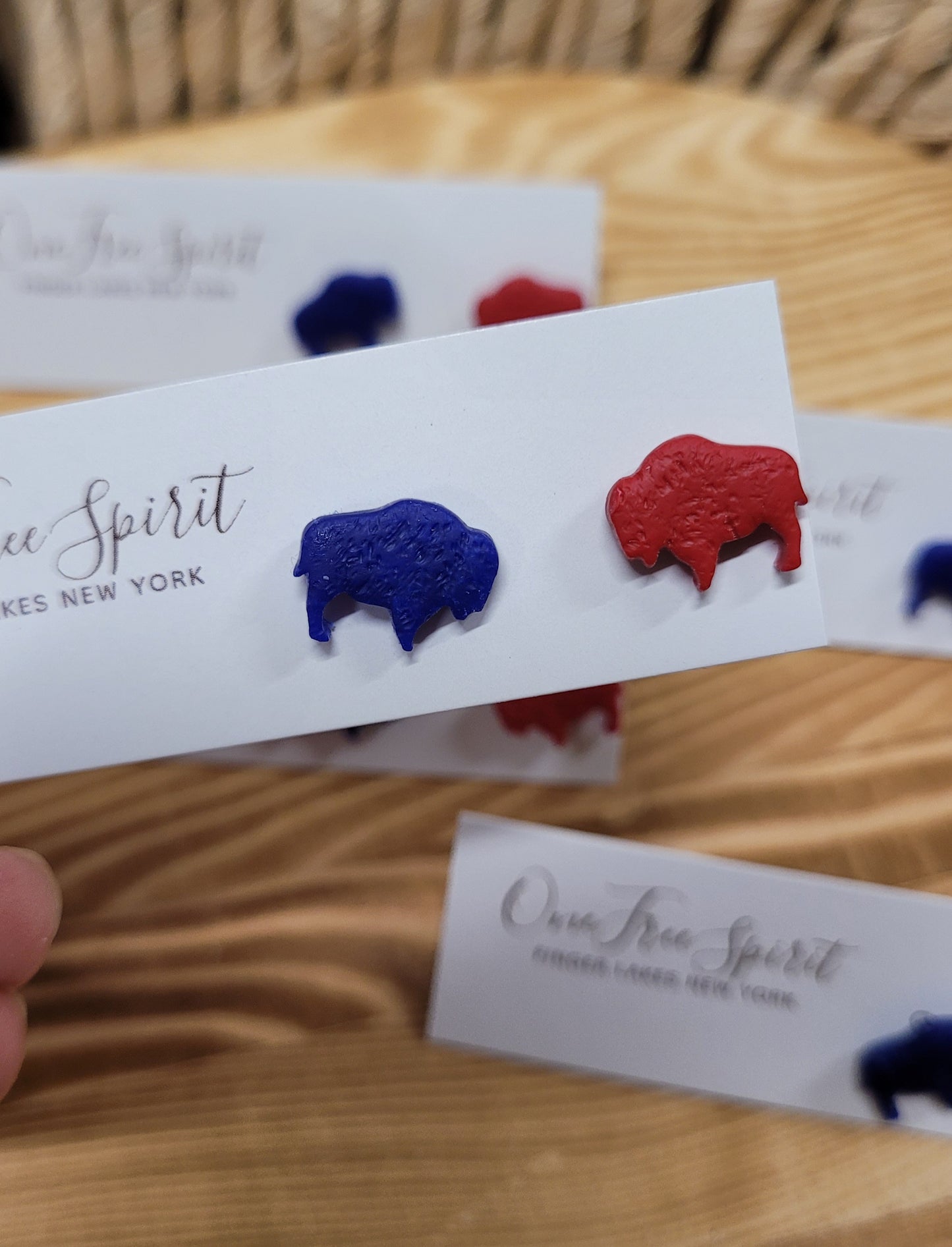 BuffaLove Blue and Red Studs