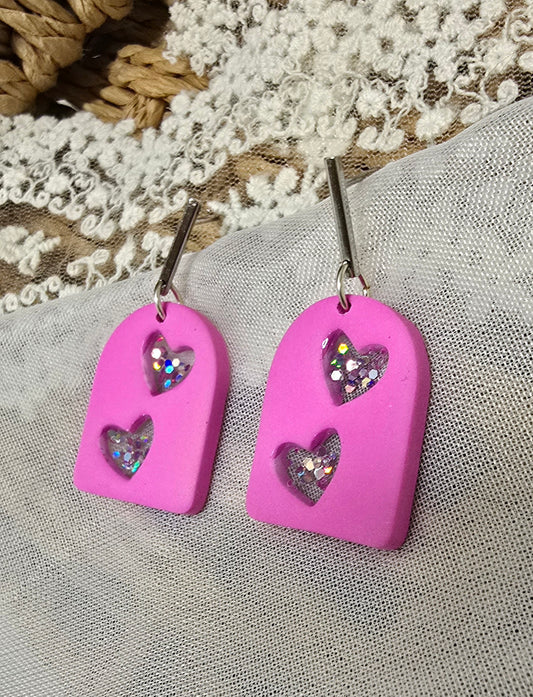 Pink heart stained glass arches