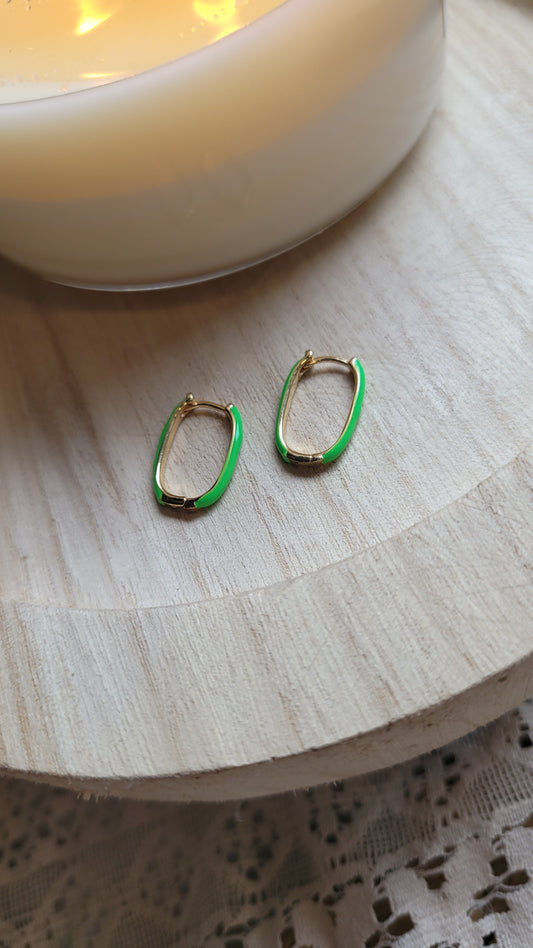 Tiny colored hoops- Florescent Green