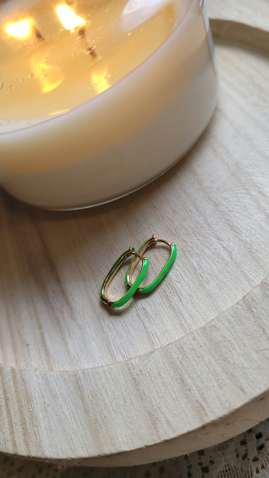Tiny colored hoops- Florescent Green