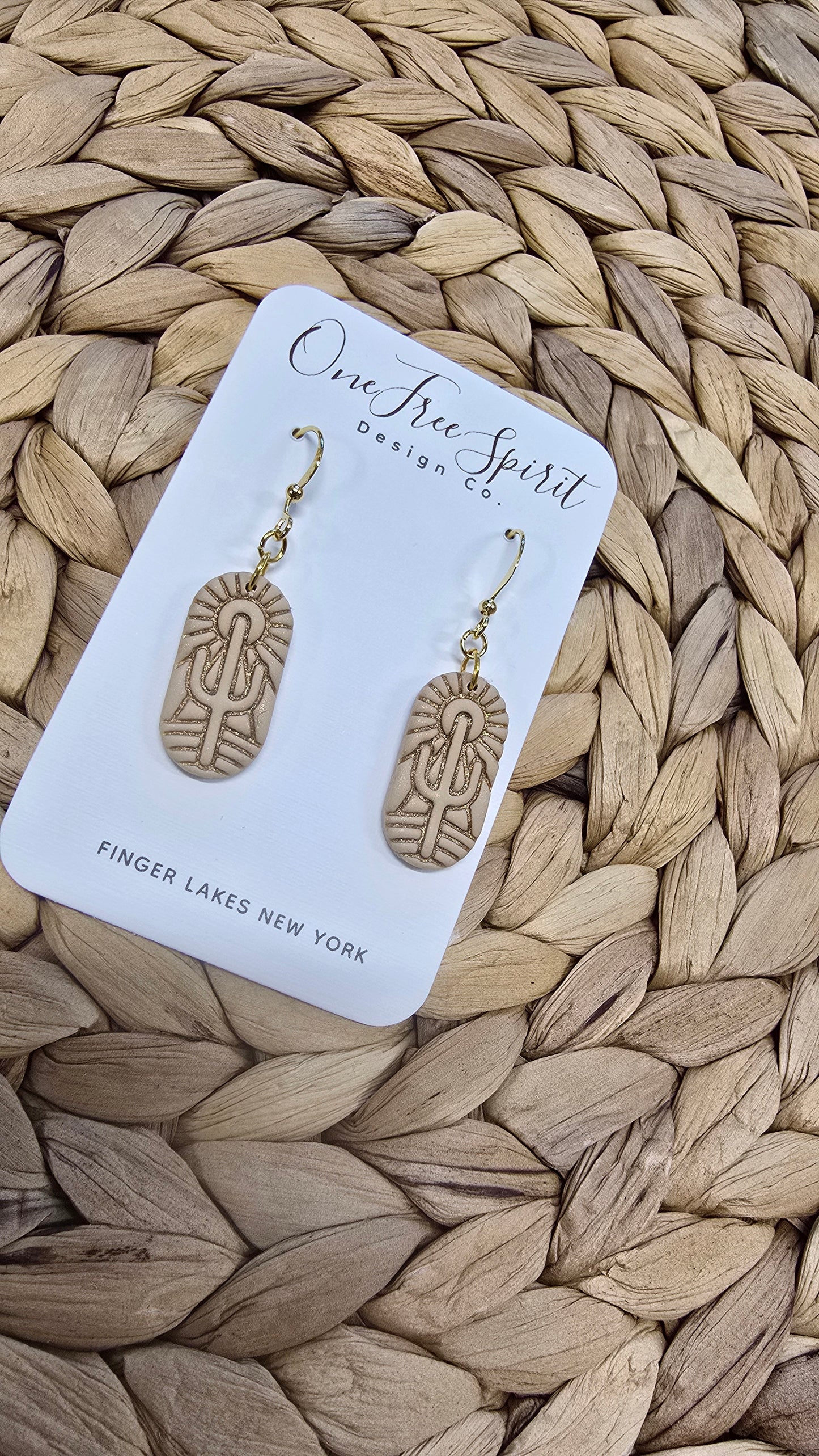 Desert Cactus Dangle (gold hook)