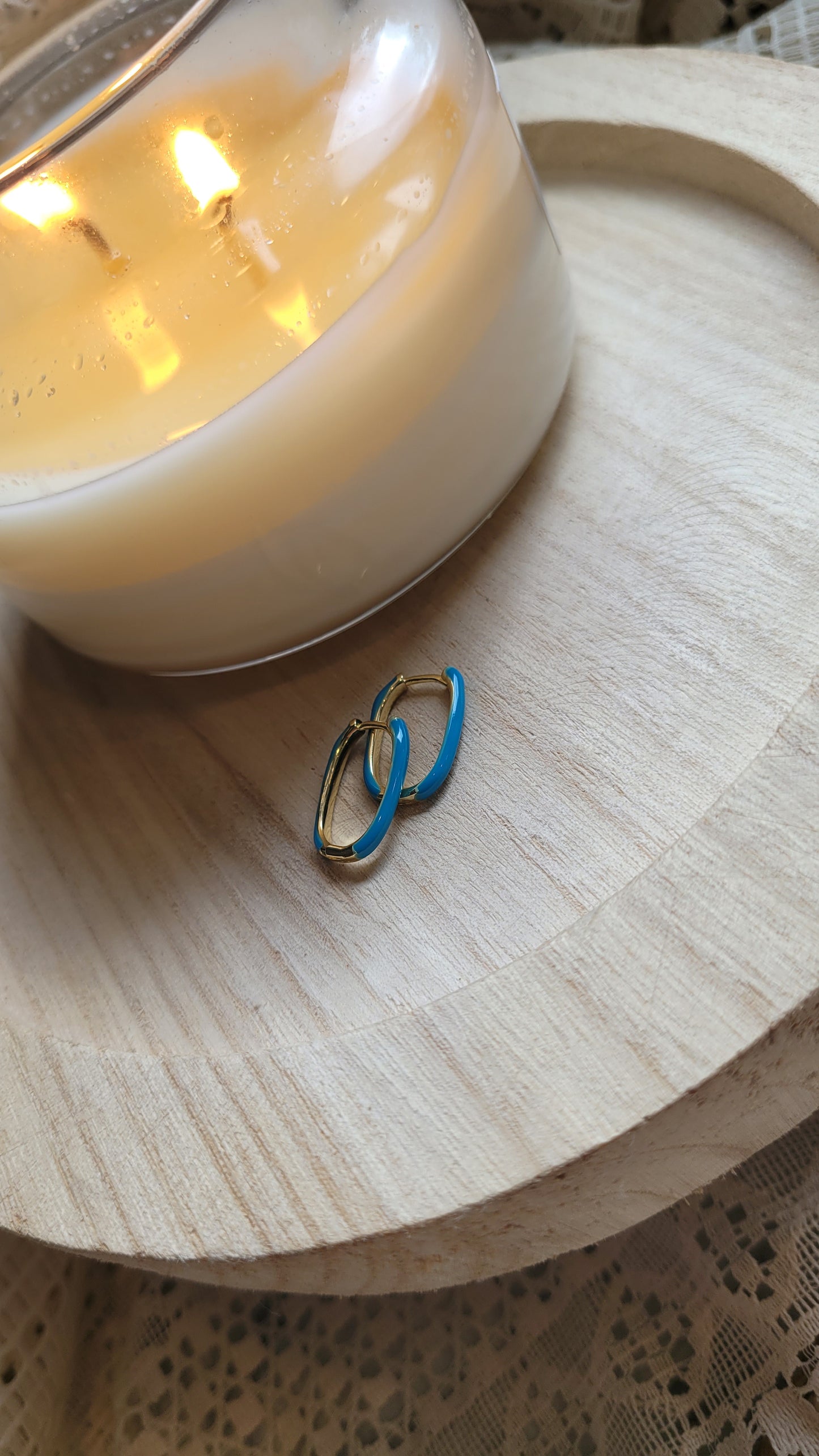 Tiny colored hoops- Teal