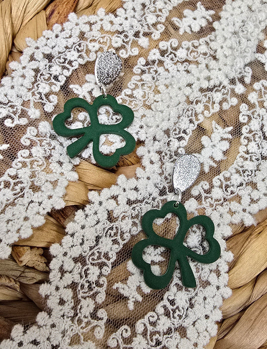 Shamrock dangles (silver teardrop post)