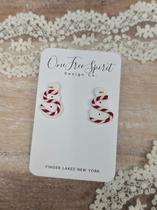 Snowman Studs (Red scarf)