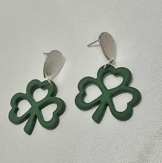 Shamrock dangles (silver teardrop post)